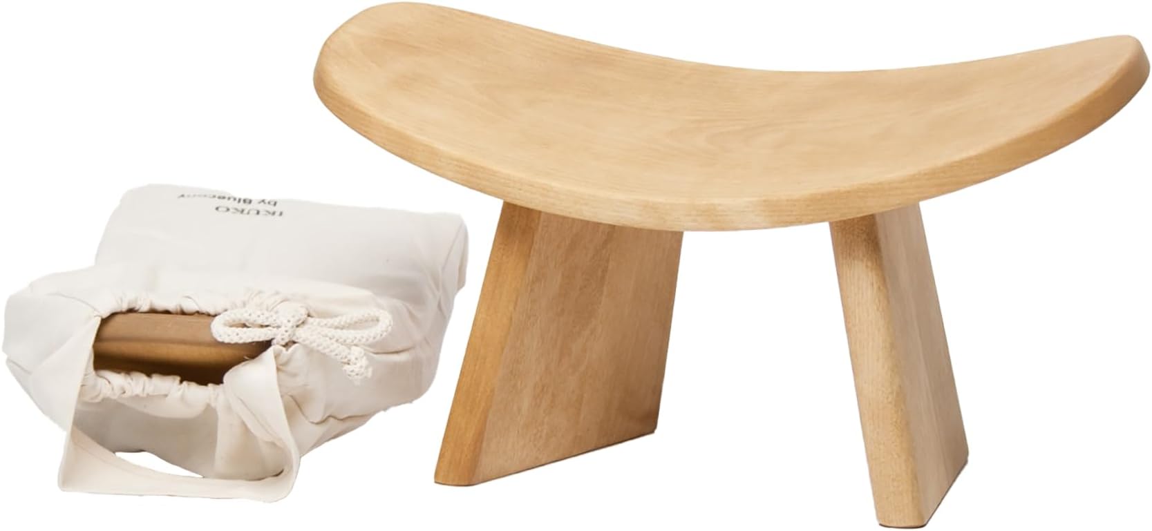 BLUECONY Meditation Bench IKUKO Original, Portable Version with Bag, Locally Handmade Wooden Kneeling Ergonomic Seiza Seat, Prana Yoga - 2 Colors, 3 Height Sizes