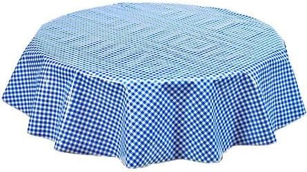 Round Oilcloth Tablecloth in Gingham Blue - You Pick The Size!