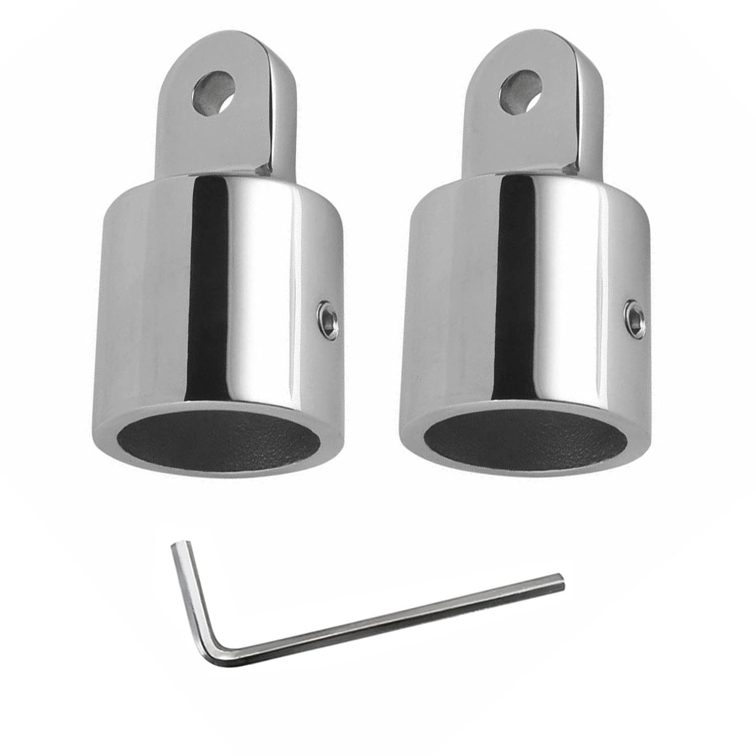 SHENGHUISS Bimini Top Cap Eye End Boat Fitting Stainless Steel 316 Round Tubing Marine Hardware with L Shape Hex Key