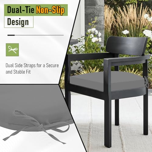Image of Basic Beyond Outdoor Chair Cushions Set of 4, Outdoor Cushions for Patio Furniture, Water Resistant Patio Chair Cushions with 2 Ties, 17x16x2, Light Grey