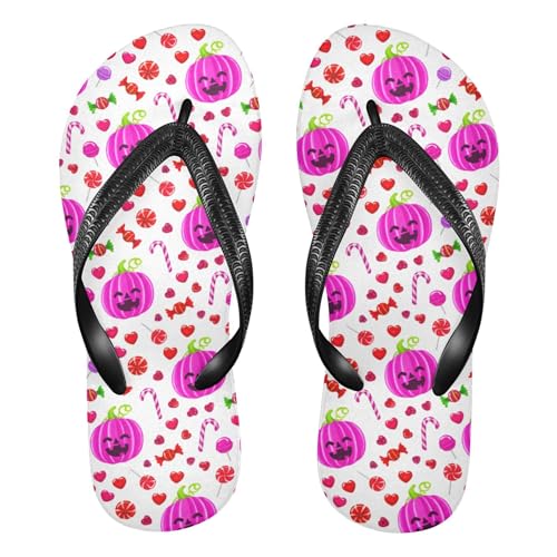 Burbuja Pumpkins Candy Pieces Flip Flops for Women Men, Soft Thong Sandals Rubber Slippers for Pool Beach Essentials