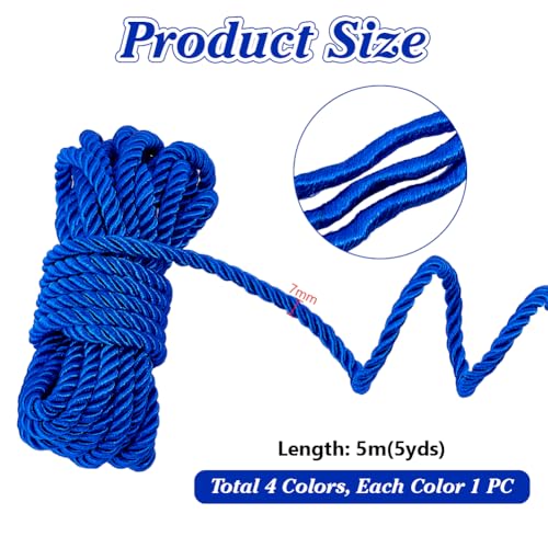 Cuerda de nailon de 7 mm PH PandaHall en 4 colores de hilo grueso satinado para el hogar 5