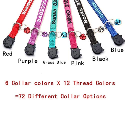 Cat collar,personalized embroidered nylon cat id collars with bell - custom text with pet name and phone number … 5 Cat collar,personalized embroidered nylon cat id collars with bell - custom text with pet name and phone number … - image 6