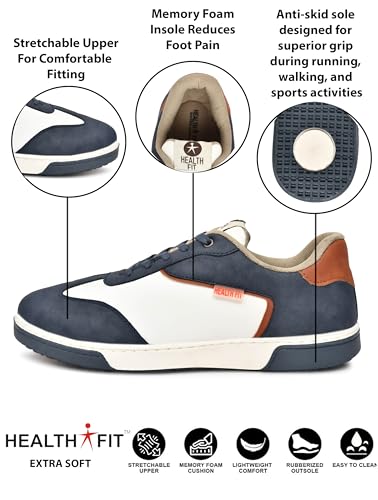 Image of HEALTH FIT Softest Cushioned Sneakers Supreme Comfort Fashion Sneakers for Men's Low Top Sneakers Sophisticated Style Versatile Design 149