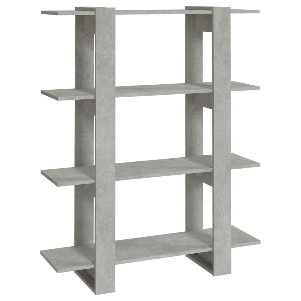 Bücherregal Betongrau 100x30x123,5 cm, Raumteiler mit elegantem Design, Robustes Standregal für Bücher, Zeitschriften und Dekoration, pflegeleicht mit feuchtem Tuch