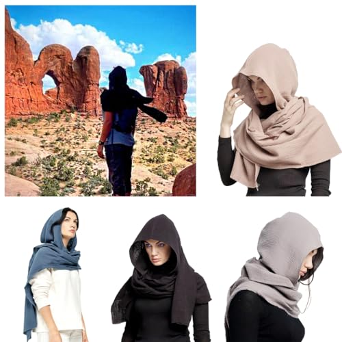 Adults Cotton Hooded Scarf 2in1 Set Teens Cotton Beanies Hat Suit Winter Warm Woman Girls Pullover Hat for Outdoor3