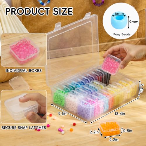Image of 30 Colors Pony Beads Bulk for Bracelet Making Kit-Individually Wrapped