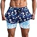 westwolf Mens Bathing Suits Fashion 2 in 1 Swimwear Hawaii Navy Blue Compress Swim Trunks Men Vacation Palm Tree Bathing Suit Quick Dry Beach Board Shorts M