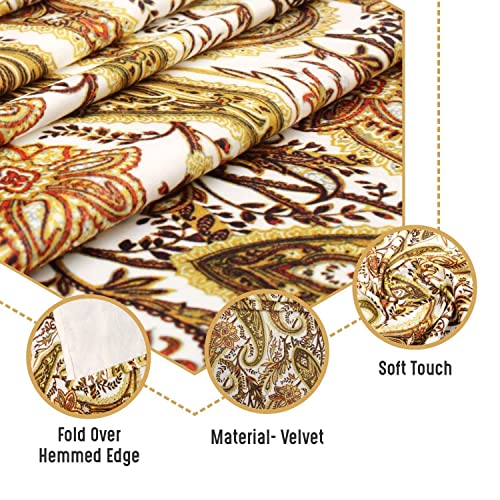 Image of AAZEEM Printed Tablecloth Soft Feel Table Cover 4-6 Seater,Table Cover,Dining Table Cover, Table Linen,Dining Table Chair Cover,Dining Table Cover 6 Seater(Rectangle /Oblong, 55 x 70 Inch, Golden)