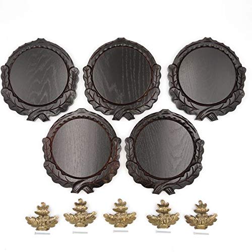 5 placas de cuña talladas oscuras AF 16 cm con 5 hojas de roble, portada grande, tabla cuña, tabla de especias, cartel trofeo.