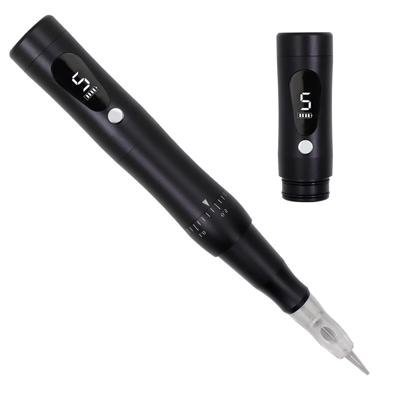 Cordless Permanent Makeup Machine Kit 5 Speeds Levels with Spare Battery for Eyebrows Eyeliner Lip Brushing (Black Machine)