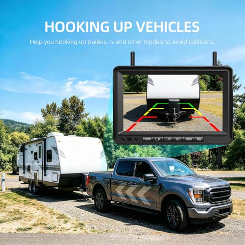 Image of eRapta Dual Magnetic Wireless Backup Cameras - HD1080P 7 inch DVR Monitor, Stable Signal for RV /Trailer /Truck /Tractor /Camper /Hitch /Travel, 1-Min Install-Free, Clear Night Vision Back Up Camera (ACT702)