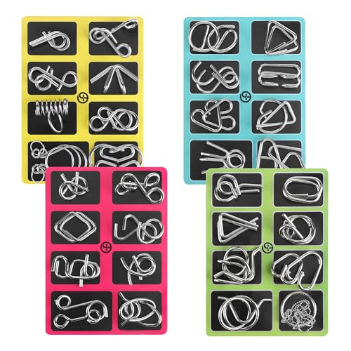 32 Piezas Rompecabezas de Metal Wire Puzzle, Classic Mini IQ Puzzle Mente Juego para Adultos y Niños Juguetes