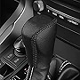 Great-luck Genuine Leather Automatic at Gear Shift Knob Cover Protector Trim,The car Interior Accessories(Black Stitches)for Lexus ES 300h/350 GS /is /NX 300h/300 RX/UX 200/250h