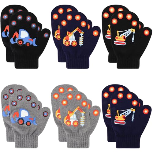 Jupsk Moufles Enfants Gants d'hiver Chauds en Tricot pour Enfants Moufles de Pelleteuse pour Enfants Garçons Filles 1 2 3 4 Ans 6 Paires