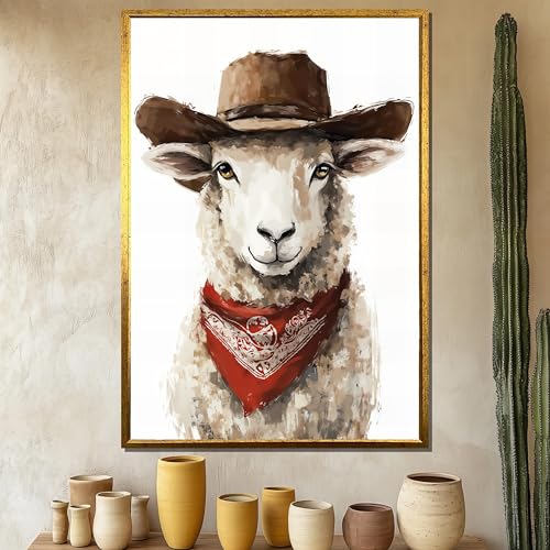 Tableau mouton cowboy sur toile pour créer une ambiance de ferme western chez vous