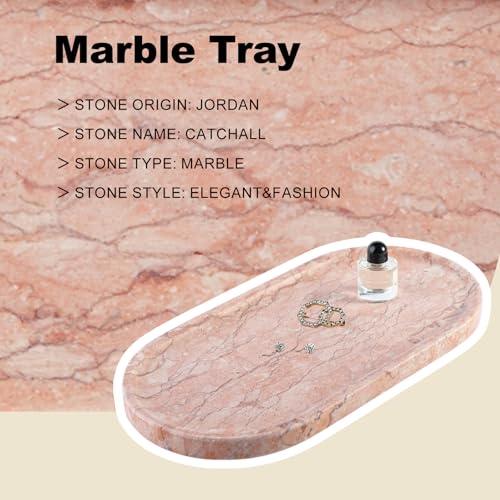 Image of Koville Norway Natural Marble Tray, 12 inchx6 inch Vanity Decorative Tray for Countertop, Catchall Tray for Perfume, Candles, Jewelry Dish