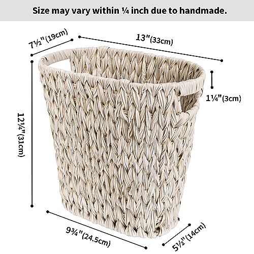 GRANNY SAYS Wicker Waste Paper Bin, Waste Paper Basket, Decorative Living Room Bin, Dustbin for Bedroom Bin, Woven Waste Baskets & Bins, Rubbish Bin, Trash Bin for Office, 19 Liters/5 Gallons, White