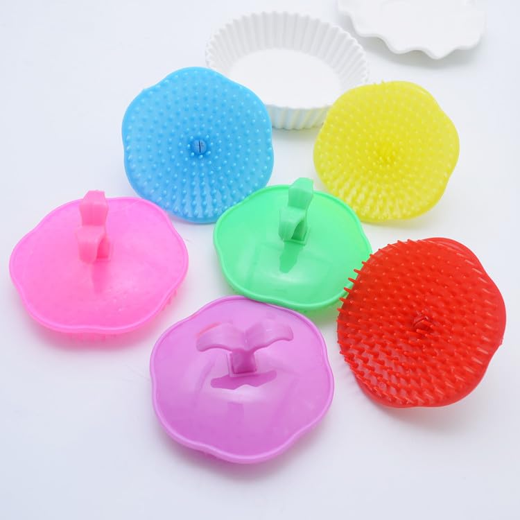 Wisebom 4 Piezas Cepillo Masajeador para Cuero Cabelludo, Cepillo para Champú Cepillo para el Cuero Cabelludo, Cepillo de Masaje para Ducha de Cabell para Eliminar la Caspa y Hacer Crecer el Cabello