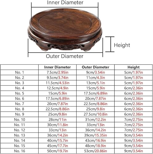Base giratoria para bonsái de 40 cm soporte de madera para jarrones y antigüedades 3