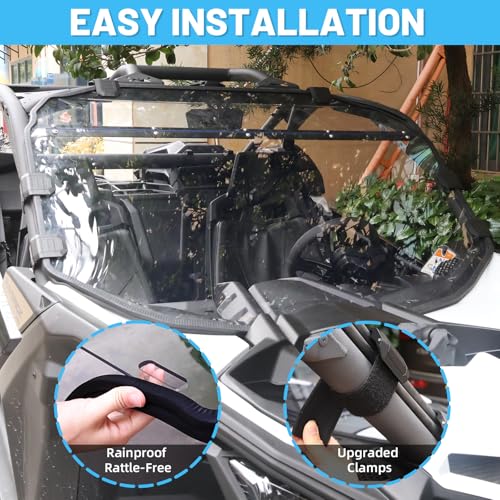 Image of StarknightMT X3 Windshield - Scratch Proof Polycarbonate Full Window Compatible with Can-Am Maverick X3 900 XRS XDS Turbo R Max 2017-2026(Except Intrusion Bar), Hard-coated Front Windshield