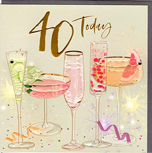 Belly Button Designs hochwertige Glückwunschkarte zum runden 40. Geburtstag (resedagold)