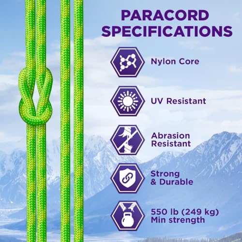 Image of TECEUM Reflective Paracord Rope 1000 - 1000ft /200ft /100ft /50ft - 40+ Colors - Glow in the Dark - para Cord - Utility Rope for Survival, Hunting & Camping Gear - Nylon String, Camping Rope, Tent Cord