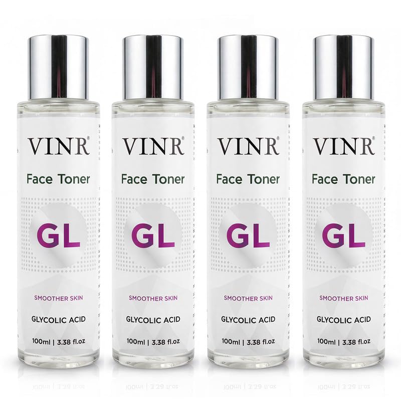 Image of VINR 7% Glycolic Acid Toner For Glowing Skin with 2% Niacinamide & 0.5% Hylauronic Acid |Dull & Uneven Texture, Pores & Blackheads | Hydrating Daily Face Toner for Women & Men | All Skin Types - 400ml(Pack of 4)
