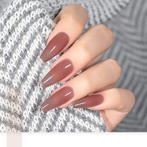 Image of GAOY Jelly Nude Nail Polish Set, 6 Transparent Colors Sheer Brown Grey Soak Off UV Light Cure Gel Polish Kit for Salon and Nail Art DIY at Home