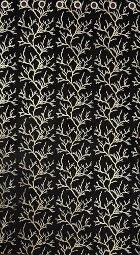 Image of Curtains 9 Feet Long for Living Room - Long Door & Window Curtain Set 1 Pcs Panel, Velvet Blackout & Stylish Parda for Home Decor & Office Black Colour 9 feet -1 pcs