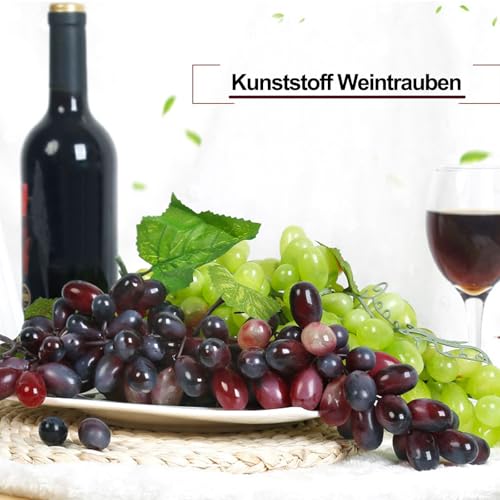GVPOELR Kunststoff Weintrauben, 7 Stück Künstliche Weintrauben Deko, Künstliche Trauben Deko, Künstliche Trauben, 3Stück Verschiedene künstliche Trauben, für Weindekoration, Künstliche Fruchtstützen