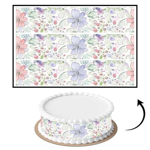 3 pcs Vintage Floral Carpet Cake Strips Edible birthday cake