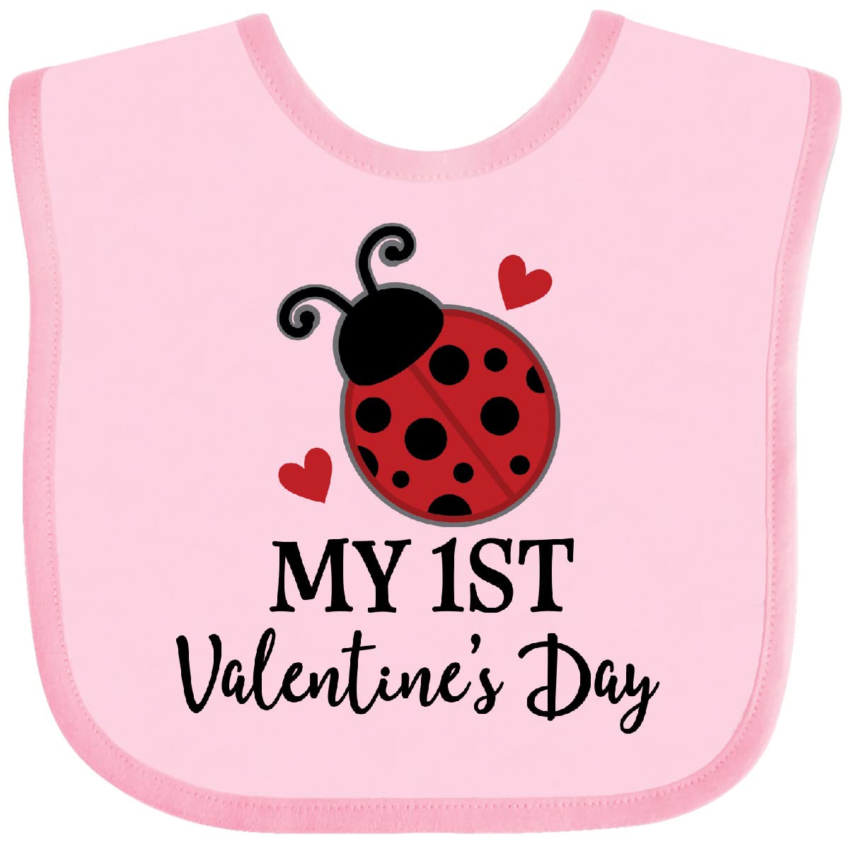 inktastic 1st Valentines Day Ladybug Baby Bib Pink 33744
