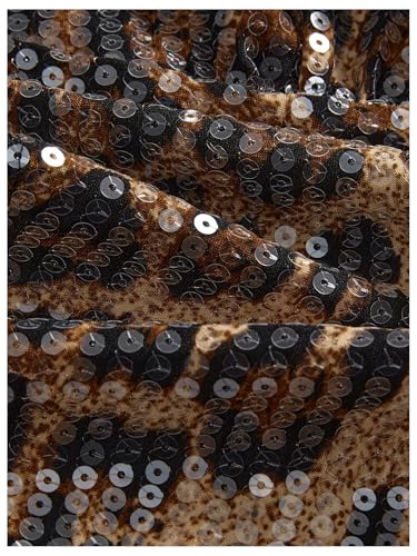 Milumia Women's Leopard Print Sequin Halter Tops Sleeveless Tie Bow Open Back Party Rave Crop Top4