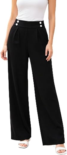 TAGDI Women's High Waist Cotton Blend Regular Fit Elasticated Stretch Pants