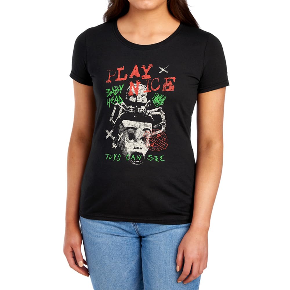 Disney Women's Black Toy Story Toys Can See T Shirt, Medium