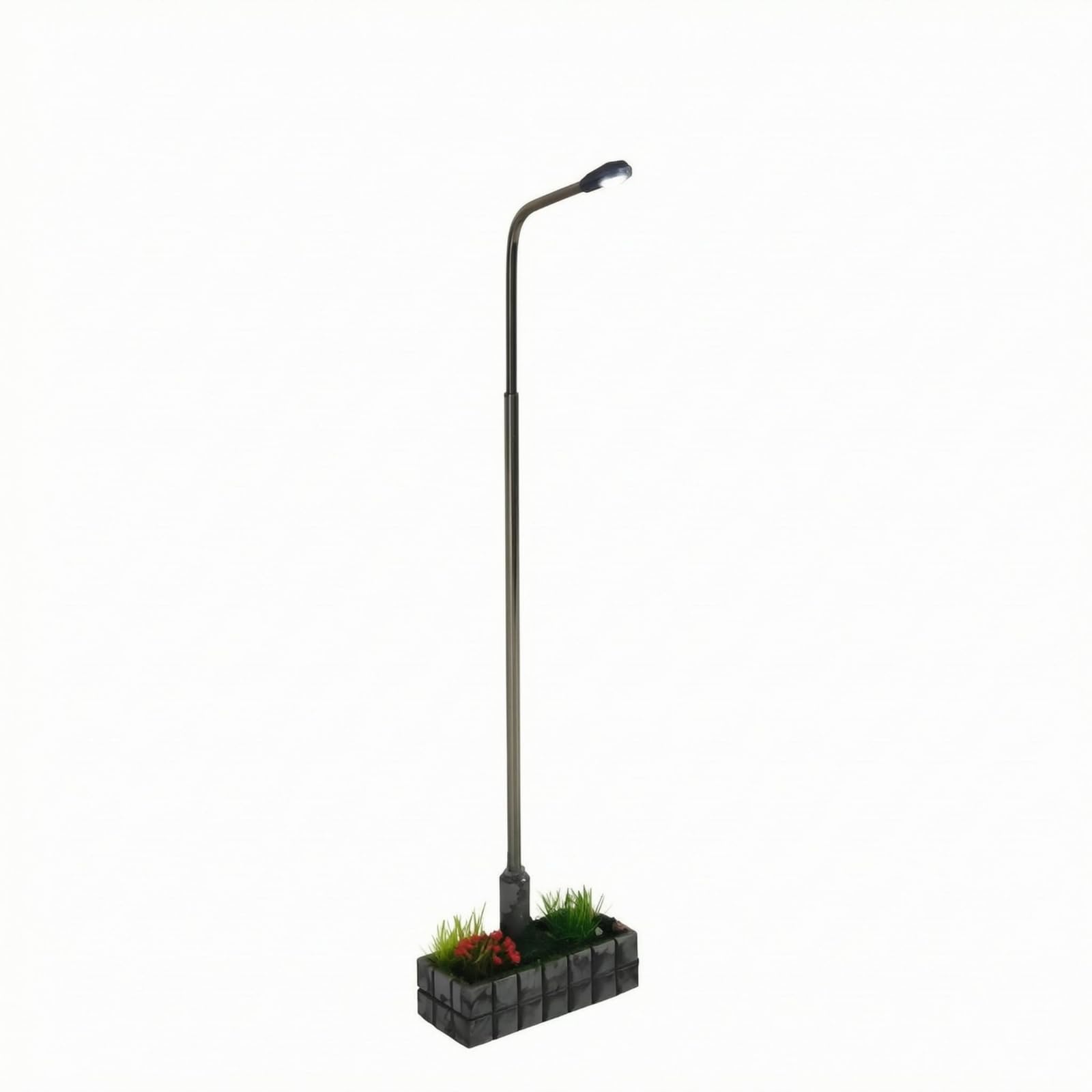 Metal Pole 1/64 Road Light Battery Powered Miniature Road Lamp Landscaped Base Desktop Streetlamp Model Plant Detailing for Scene Display, 15CM, White Battery-image-34