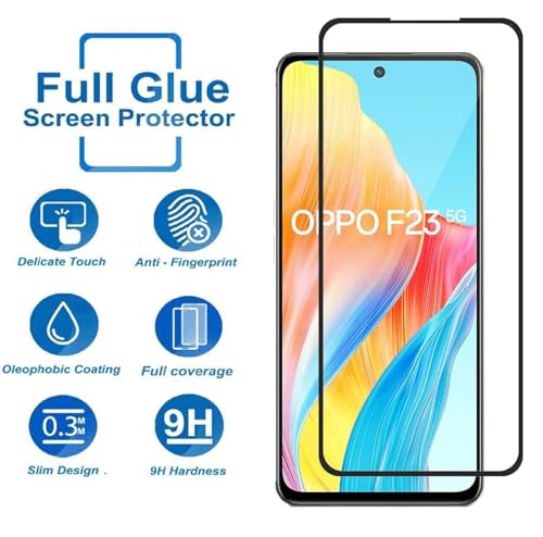 Image of HD Tempered Glass Screen Protector Compatible For Oppo F23 5G With Edge To Edge Coverage And Easy Installation Kit