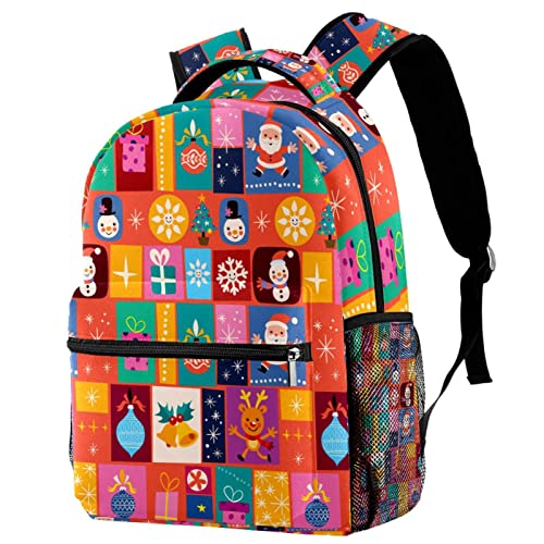 Sac à dos campus motif Noël avec filet pour gourde idéal pour les sorties scolaires