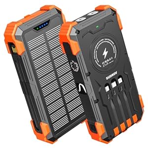 Solar Charger Power Bank, 42800mAh Wireless Portable Charger with USB-C in/Output, QC3.0 Fast Charging 15W 4 Ports Outdoor Battery Pack Built-in Dual Led Flashlights for iPhone Samsung etc