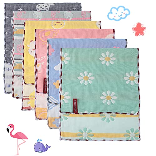 Image of Newwiee 6 Pieces Muslin Baby Burp Cloths Infant Spit Up Thicken Burping Rags 6-Layer Absorbent Washcloths Soft Towel for Newborn Teething, 20 x 10 Inch (Fresh Color,Simple Style), SE-Newwiee-464907