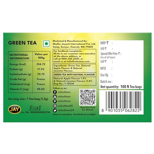 Image of Celest Green Tea, 100 Bags (Pack of 2) | Green Tea | 200 Tea Bags