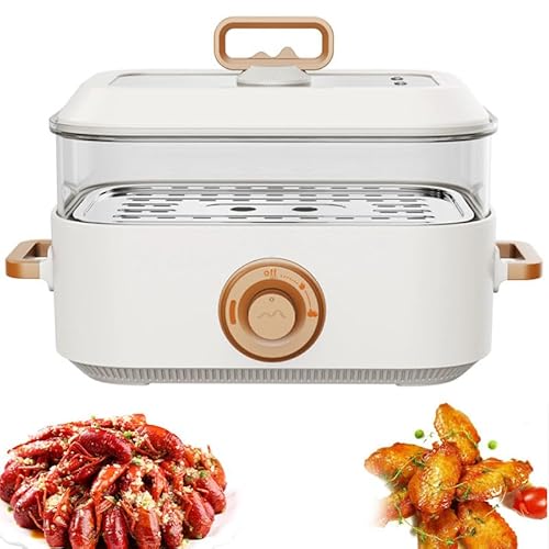 Vaporera Eléctrica De 1350 W con Control De Temperatura Dual, Gran Capacidad De 5 L, Acero Inoxidable 304, Olla Multifunción Eléctrica