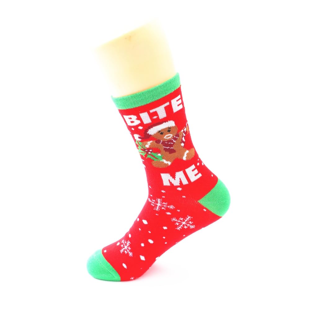 Noxxiez Unisex Red Cozy Christmas Soxxiez Bite Me Ginger Man Adult Socks 1 Pair