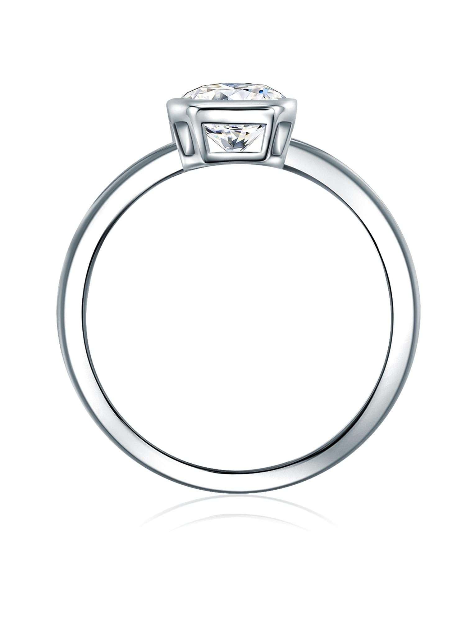 Trilani Damen Solitärring aus 925/- Sterling Silber mit Zirkonia Smaragd-Schliff Silberring Damenring mit Stein Rechteckig