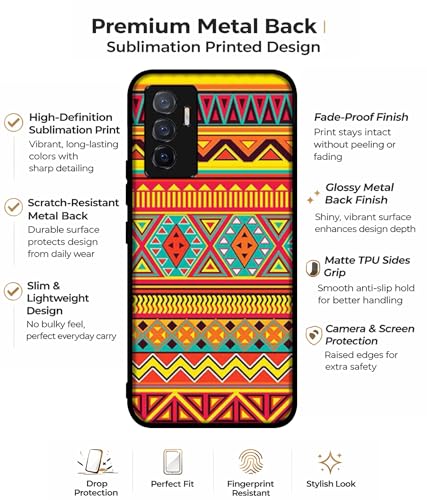 Image of Artistic Rangoli Design Premium 2D Printed Metal Back Case Cover for Vivo V23E 5G / Y75 4G