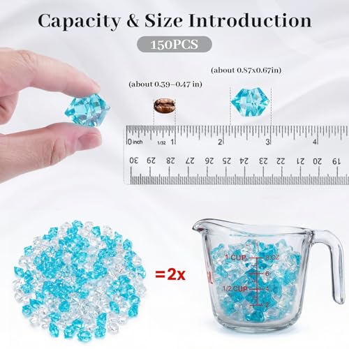 Bolsa 150 piezas hielo falso acrílico azul y transparente miniatura 2