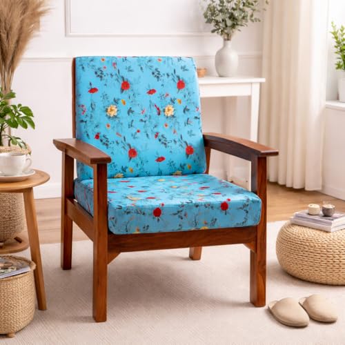 Image of STITCHNEST 'Contour Fit Series' Stretchable Printed Wooden Sofa Cover (Pack of 6) - Elastic Wooden Chair Cover | Wooden Sofa Seat Cover | Size - 20-21 x 20-21 x 3-5 in