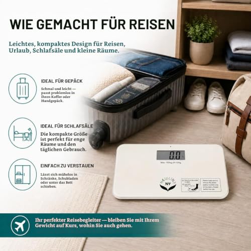 NewlineNY Step-on Mini Reise Badezimmerwaage - off white – Ansicht 4