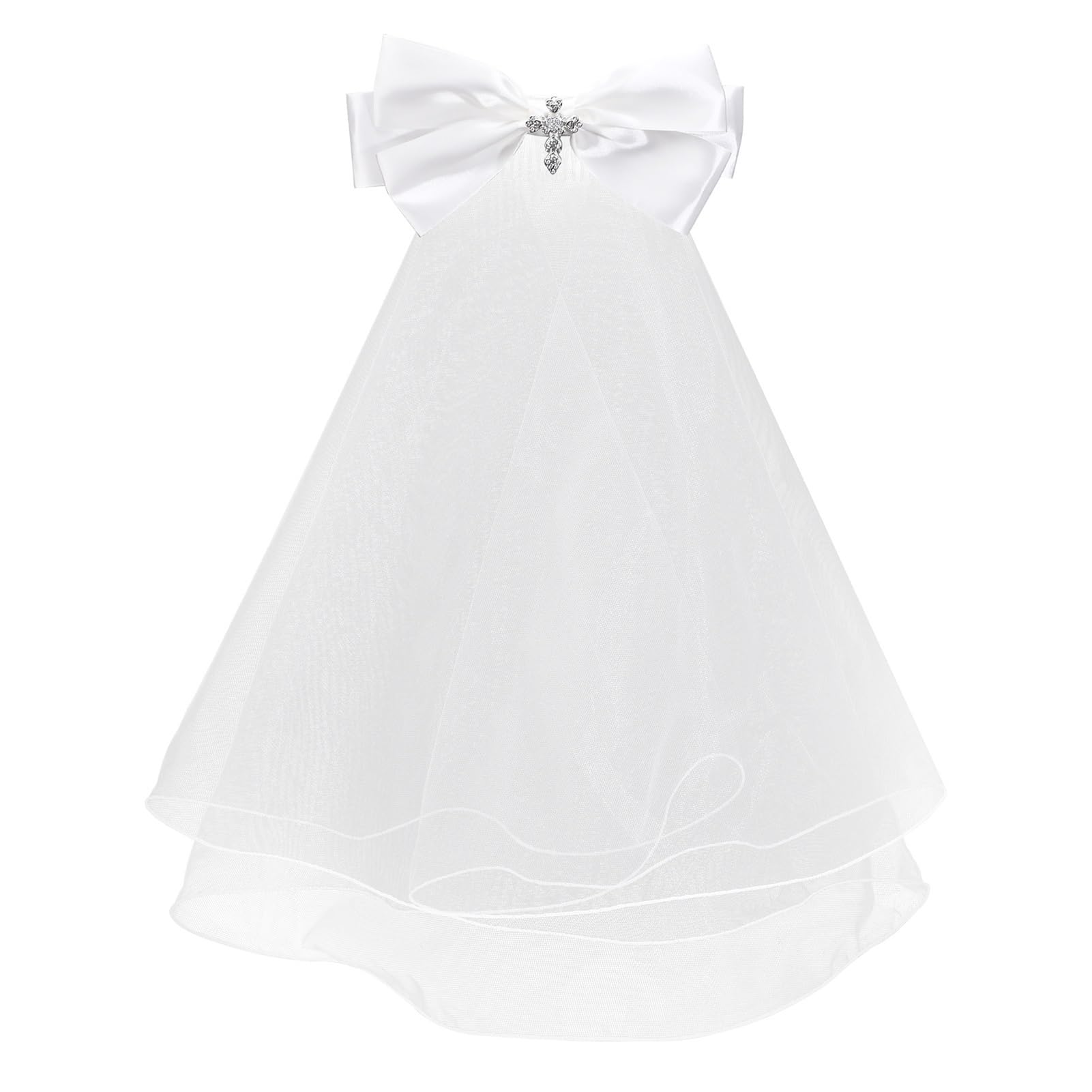 Vividsun First Communion Veil White Holy Communion Headpiece with Comb